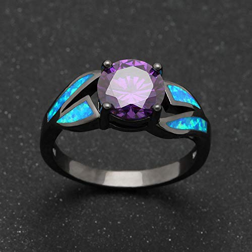 Black Rhodium Plated Blue Opal infinity Ring