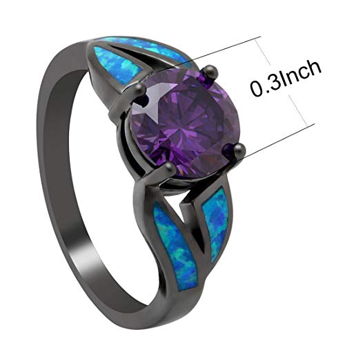 Black Rhodium Plated Blue Opal infinity Ring