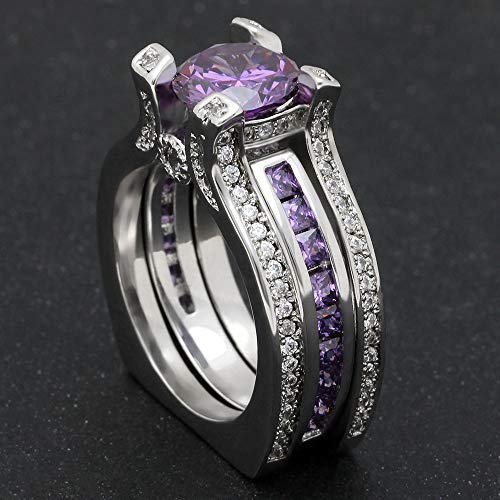 Purple Ring Set Large Engagement Rings