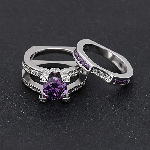 Purple Ring Set Large Engagement Rings